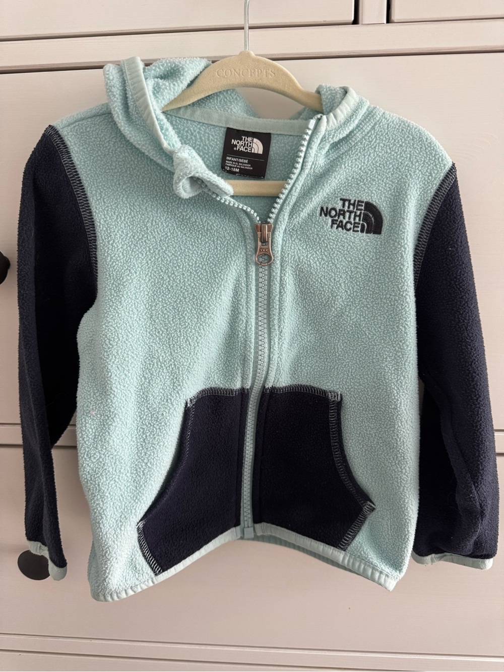 The North Face Kids Two-Tone Mint & Navy Fleece Hooded Jacket